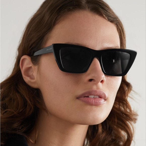 NEW / SAINT LAURENT MICA SUNGLASSES / cat eye acetate sunglasses black main image 7